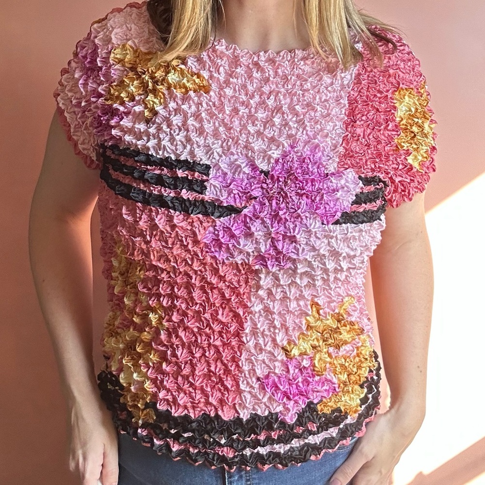 Popcorn Style Short Sleeve Y2K Top